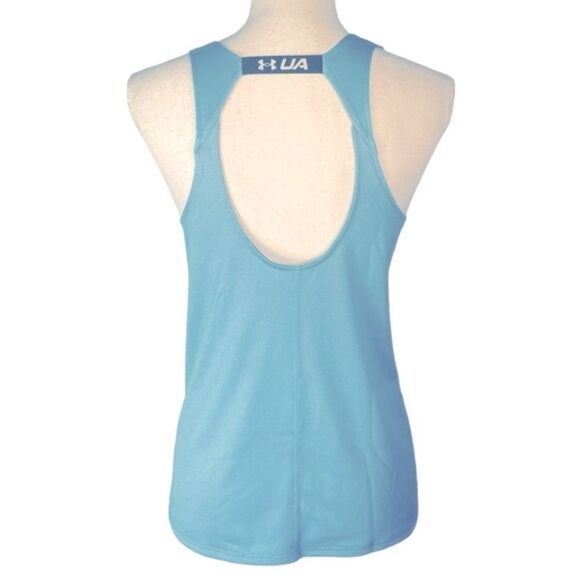 Under Armour Wm’s Sz Sm Blue Scoop Neck Mesh Panels Fly by Tank Top - Picture 3 of 5